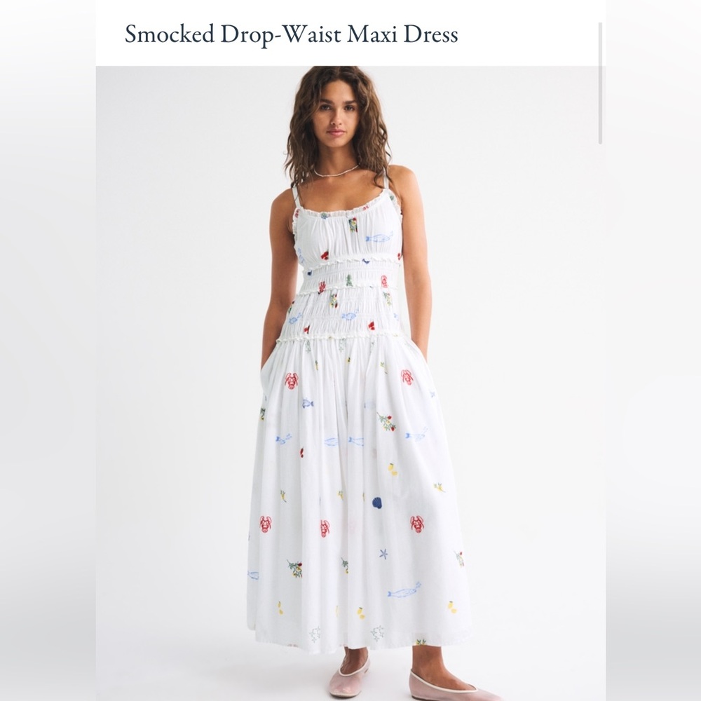 Abercrombie White Coastal Floral Dress